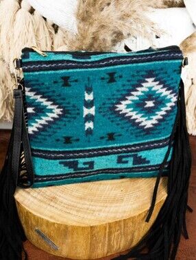 NWT Blue Aztec Patterned Crossbody/Wristlet Bag